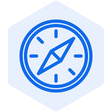 Compass icon in a hexagon shape