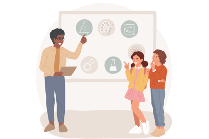 Teacher and students learning about math